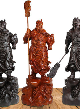 泰山福缘阁梨花木关公莲花观音像