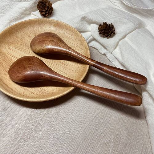 木勺子吃饭用木头勺子日式调羹饭勺家用汤勺小木勺餐具汤匙天然 - 图3