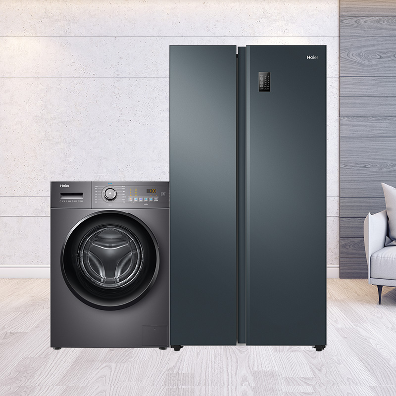 海尔冰箱洗衣机套装组合双变频1级节能冲锋衣专属洗护健康除菌螨 - 图1