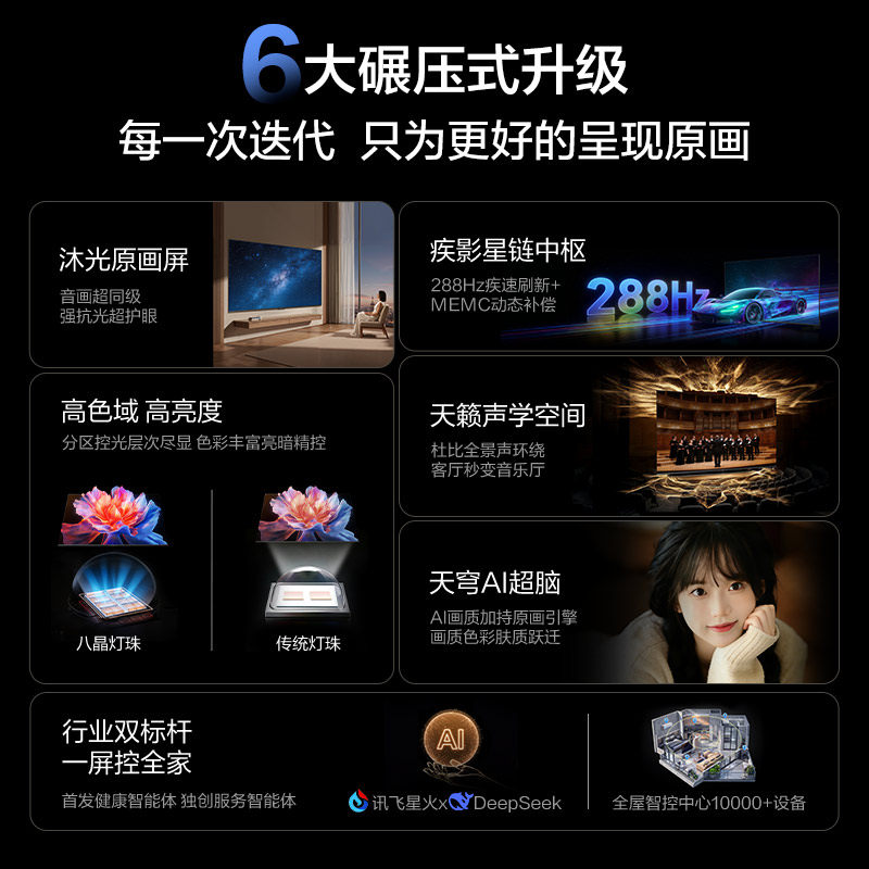 海尔 85H6 Pro 85英寸新款240Hz高刷4K游戏家用液晶电视机官方75