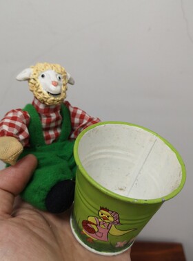 收藏样品中古玩具超级破旧 斑驳 复古小羊与小铁皮桶小尺寸单个价