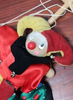 样品旧脏娃娃 乡村陶瓷玩偶古董马戏团提线小丑娃娃  单个价