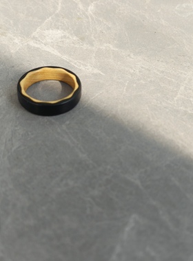 手工制作黑檀木紫光檀木拼接黄杨木戒指 宽约5MM，厚度约2.6MM