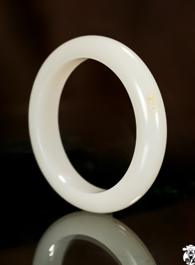 新疆和田玉洒金皮白玉籽玉手镯 57.6克 内径55mm