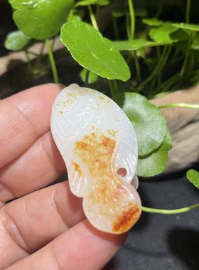 新疆和田玉白玉籽料挂件挂坠吊坠鱼
