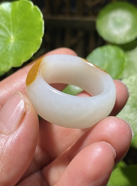 新疆和田籽料戒指环红沁皮男女款扳指玉质温润细腻手饰玉石天然