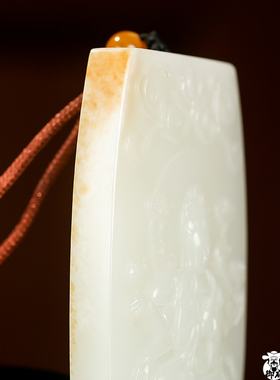 新疆和田玉枣红皮白玉籽玉玉牌千手观音164克籽料玉石吊坠天然