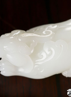 重 72.2克 新疆和田玉原毛孔皮羊脂白白玉籽玉把件挂件招财 貔貅