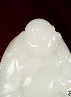 新疆和田玉黄皮白玉籽玉持宝弥勒把件108克女款籽料玉石吊坠天然