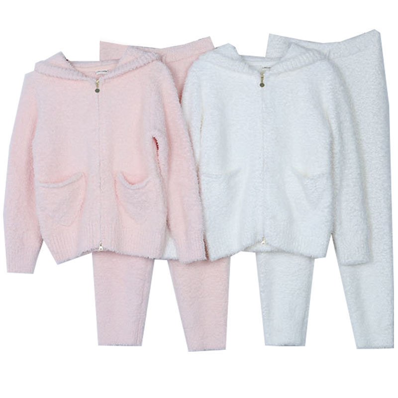 冬季睡衣女日系软绵绵加绒软糯兔子保暖宽松大码法兰绒家居服套装 - 图3