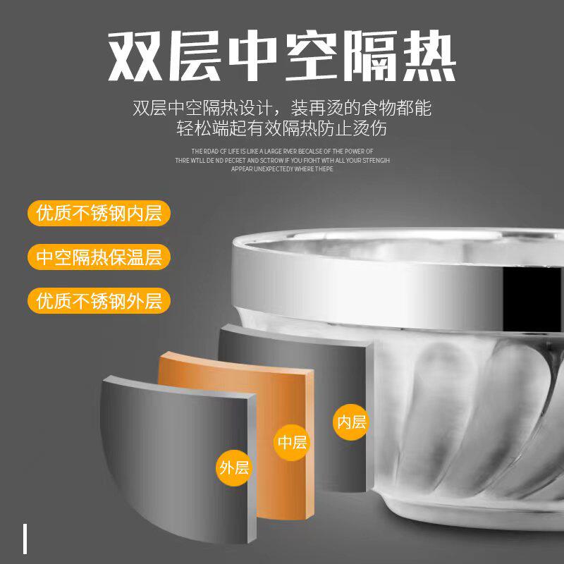 10个装双层不锈钢碗百合碗隔热碗儿童成人小碗面条碗大碗饭碗汤碗