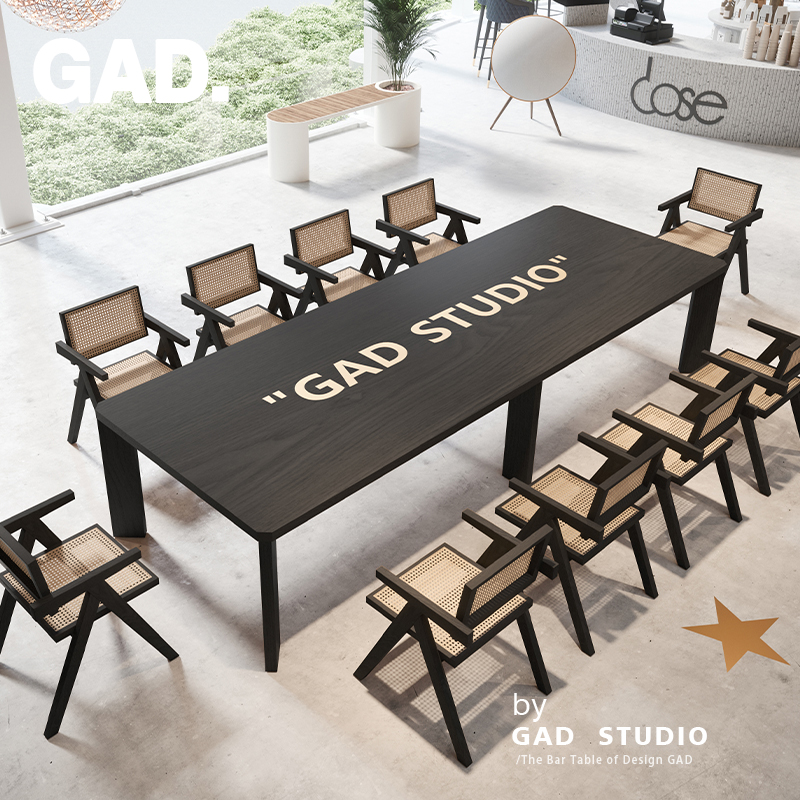GAD实木会议室会议桌长桌子大工作台长方形办公桌椅组合简约现代-图1