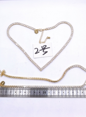 青岛青岛外贸铜渡真金达标锆石镶嵌短款（每个）项链H一683一3