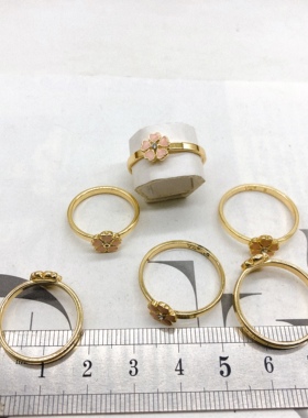 欧美铜渡真金捷克钻滴釉石头夸张质感青春少女个性戒指H；556；6
