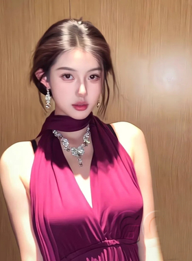 镶钻森系闪钻水滴项链耳环套装