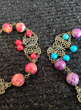 帝皇石民族风蝴蝶古铜色合金手链