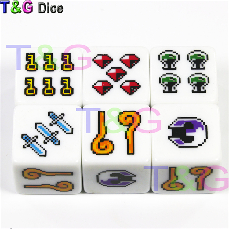 RPG游戏指示数字道具加减算术图案标识物18号骰子塞子色子6面D6 - 图2