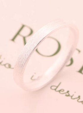 999纯银戒指女款闭口哑光拉丝素圈复古小众设计感高级感元旦礼物