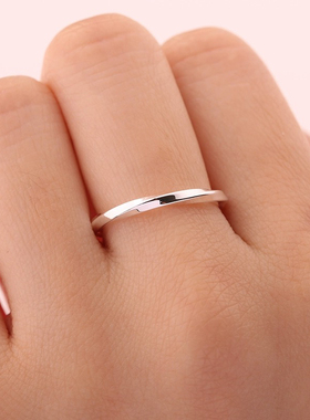 999纯银戒指女款男士闭口素圈莫比乌斯环情侣一对轻奢高级感礼物