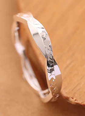 奥芙s999纯银戒指爱交织碎碎冰冰戒指男女款情侣对戒闪亮送女友