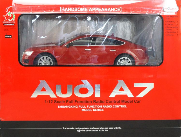 SHUANG XING TOYS奥迪AUDI A7车头灯可亮遥控汽车模型1:12豪华装 - 图0