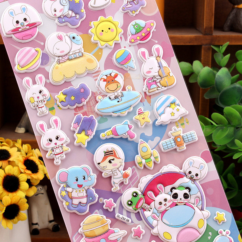 可爱小兔子幼儿园学生奖励儿童立体卡通贴纸sticker贴粘纸小贴画_虎窝淘