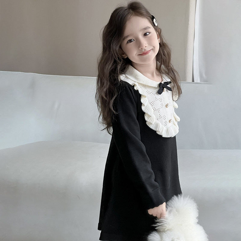 女童小香风连衣裙秋季新款儿童小女孩娃娃领裙子撞色小香风公主裙,淘宝优惠券,粉丝福利购,淘宝优惠卷