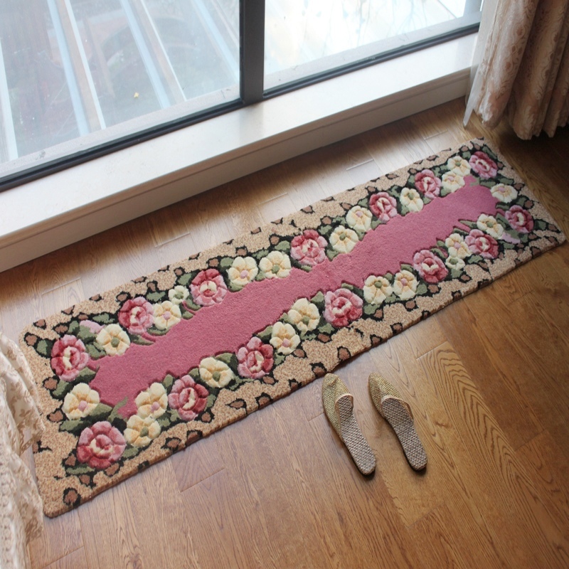 田园剪花玫瑰花朵地毯防滑地垫门垫脚垫 客厅卧室入户 进门口地垫,淘宝优惠券,粉丝福利购,淘宝优惠卷
