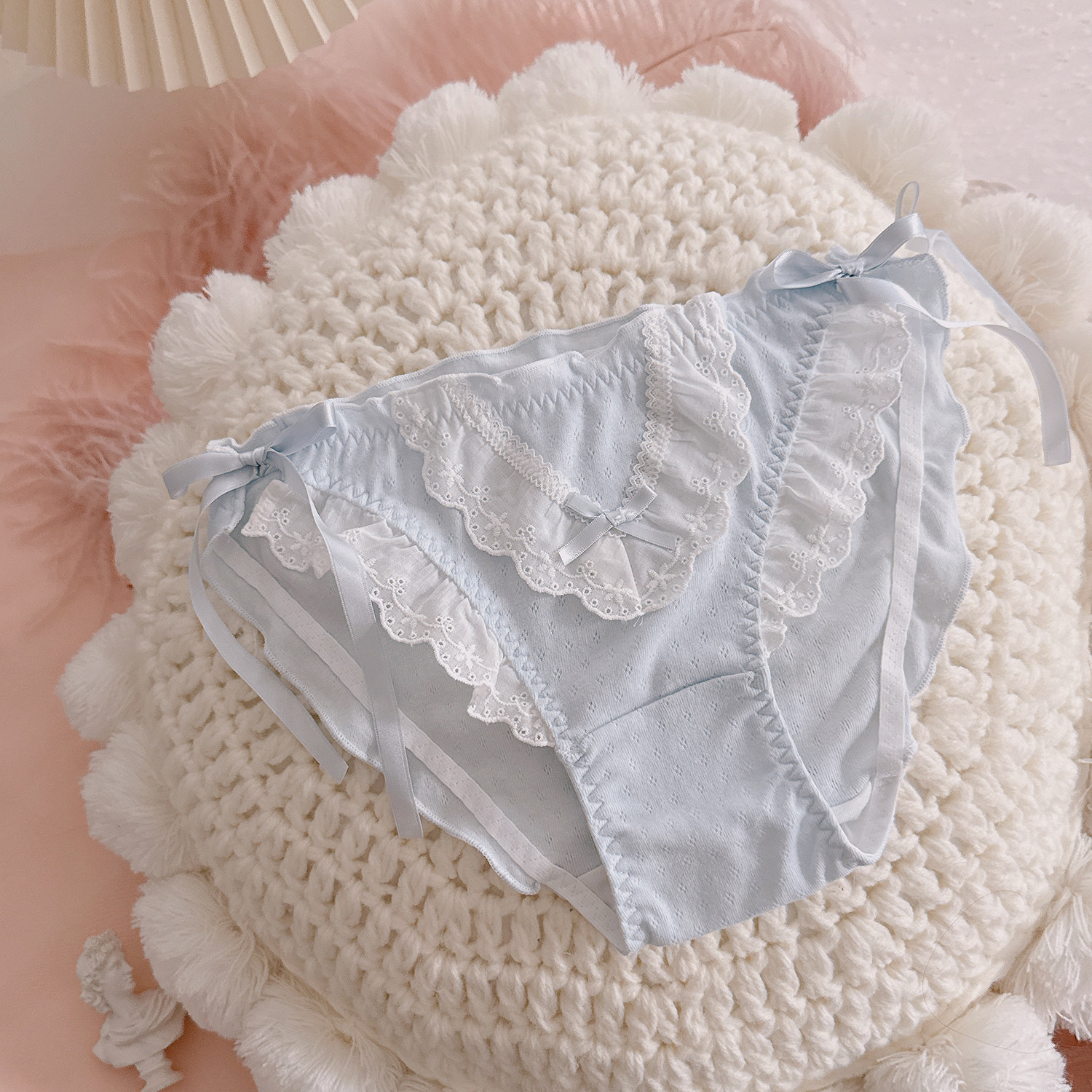 漂亮礼物~甜美纯欲高开叉少女内裤系带花边透气孔A类纯棉,淘宝优惠券,粉丝福利购,淘宝优惠卷