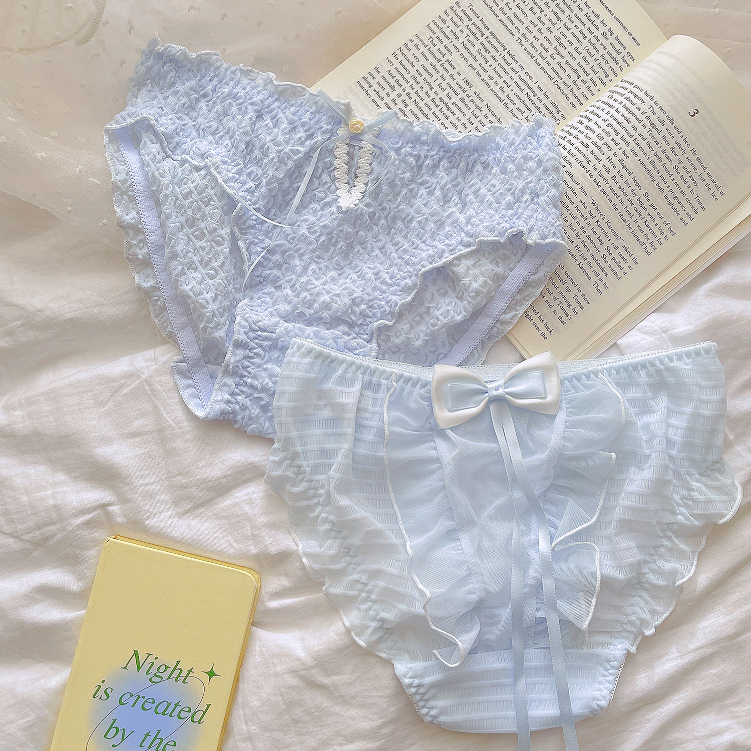 最小的海~纯欲蓝色少女透气短裤纯色夏季薄款蕾丝性感女生内裤,淘宝优惠券,粉丝福利购,淘宝优惠卷