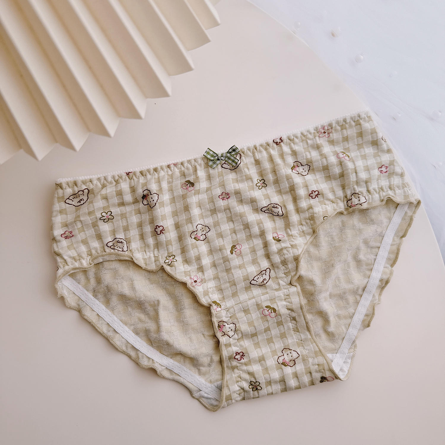 格子狗崽崽~可爱少女短裤棉质柔软甜美三角裤日系大码女生内裤