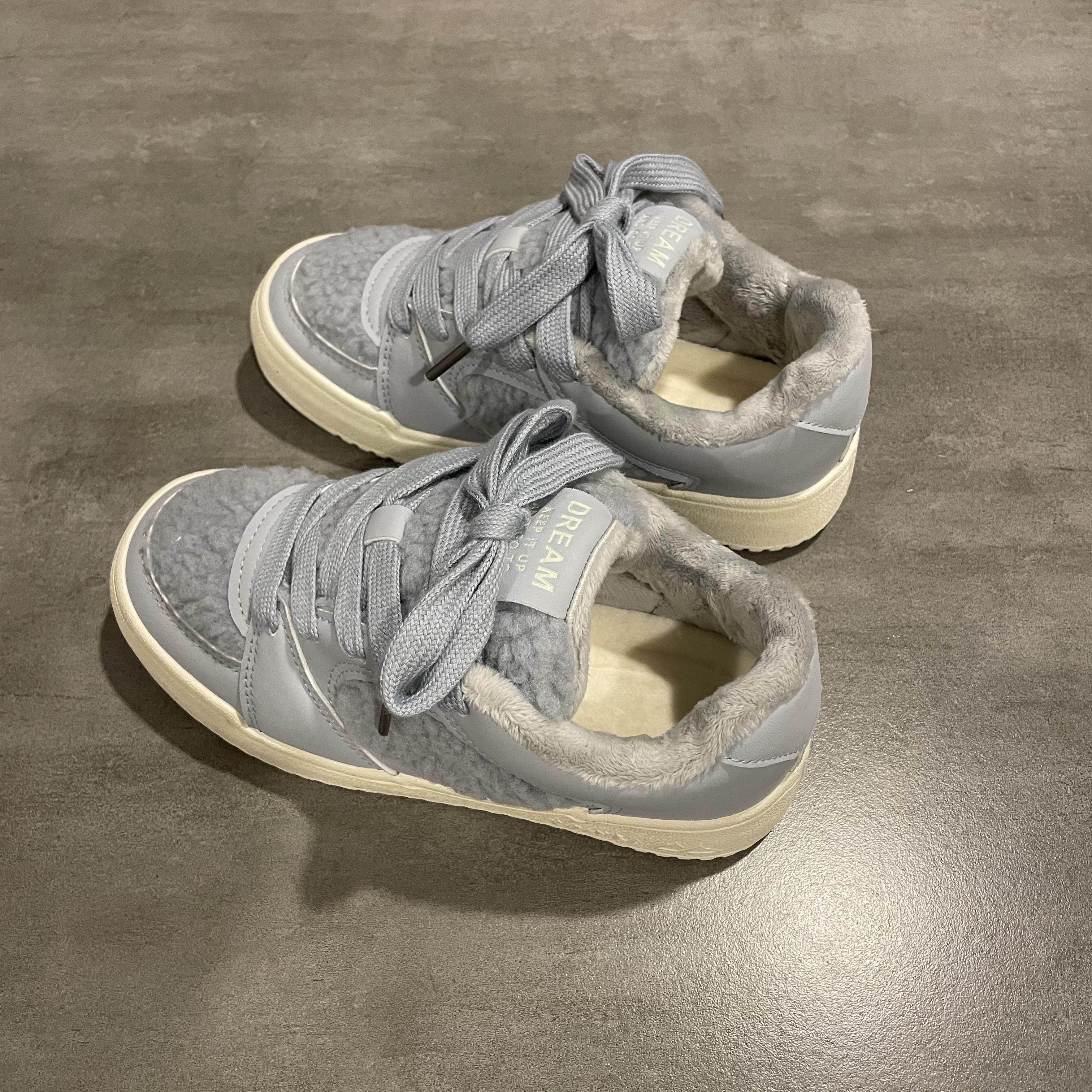 七七主人家 面包鞋子女冬季新款加绒棉鞋女保暖原创小众运动板鞋 - 图0