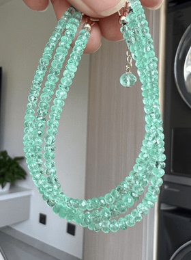 仅三条~印度好品质天然哥伦比亚祖母绿通透嫩绿14K包金轻奢手链