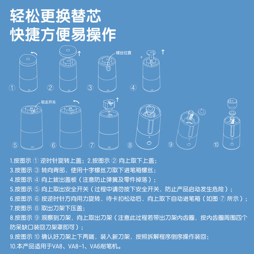 得力电动卷笔刀替芯VA6/VA8专用全自动削笔器换刀片配件刀头通用 - 图2