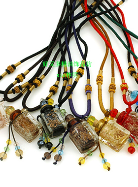 装朱砂夜光琉璃精油瓶小挂件项链