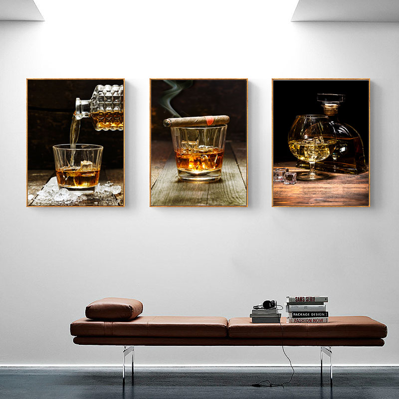 酒吧装饰画夜店KTV包厢挂画威士忌洋酒壁画现代简约个性创意背景