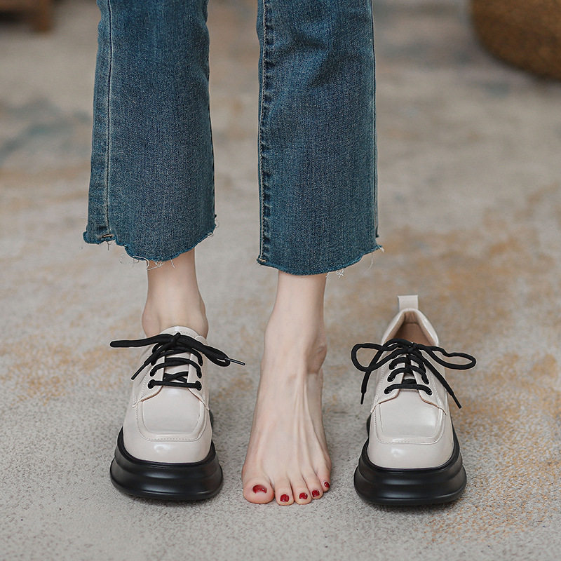 英伦风小皮鞋女2025新款厚底松糕鞋春秋乐福鞋内增高加绒高跟单鞋,淘宝优惠券,粉丝福利购,淘宝优惠卷