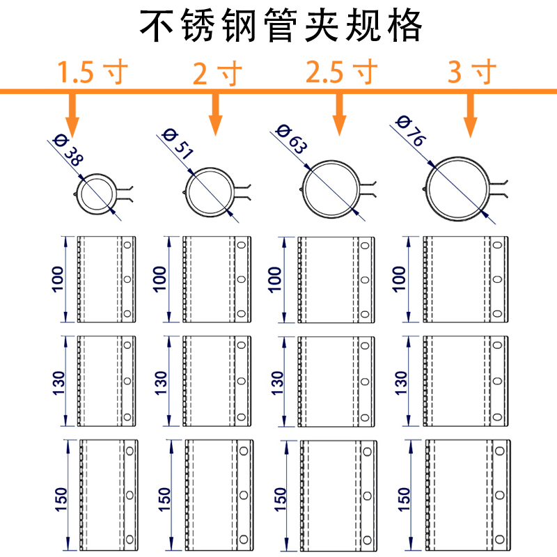 不锈钢管道连接器 接管器 圆接管夹 卡箍 中央供料系统管夹配件 - 图1