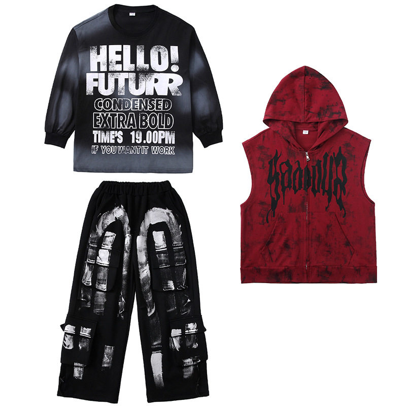 儿童街舞潮服少儿连帽坎肩外套女童爵士舞套装男童酷帅嘻哈演出服,淘宝优惠券,粉丝福利购,淘宝优惠卷