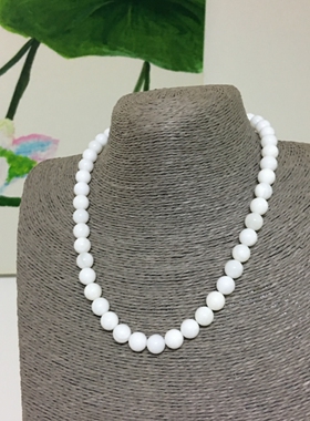 天然保真正品海底玉化贝壳精选无虫孔10MM圆珠手串项链套装妈妈链