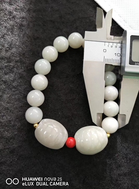 天然保真正品佘太翠白玉手串龟背手链女单圈10mm知性优雅健康平安