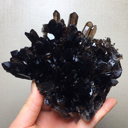 天然黑水晶簇茶晶簇烟晶原原石黑色水晶柱家居客厅办公装饰摆件 - 图0