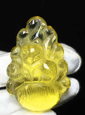 天然吊坠狐狸项坠装饰挂件黄水晶