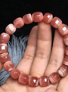 礼物天然水晶冰种红纹石粉红手串