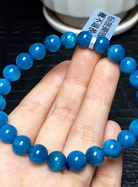 天然蓝磷灰手链磷灰石水妖蓝