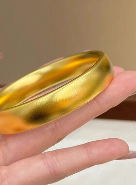 古法传承轮胎手镯女越南沙金仿真黄金实心正品心经泥鳅背大金镯子