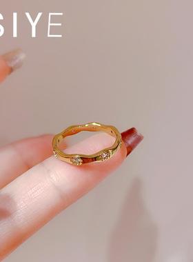 锆石贝母戒指钛钢轻奢女