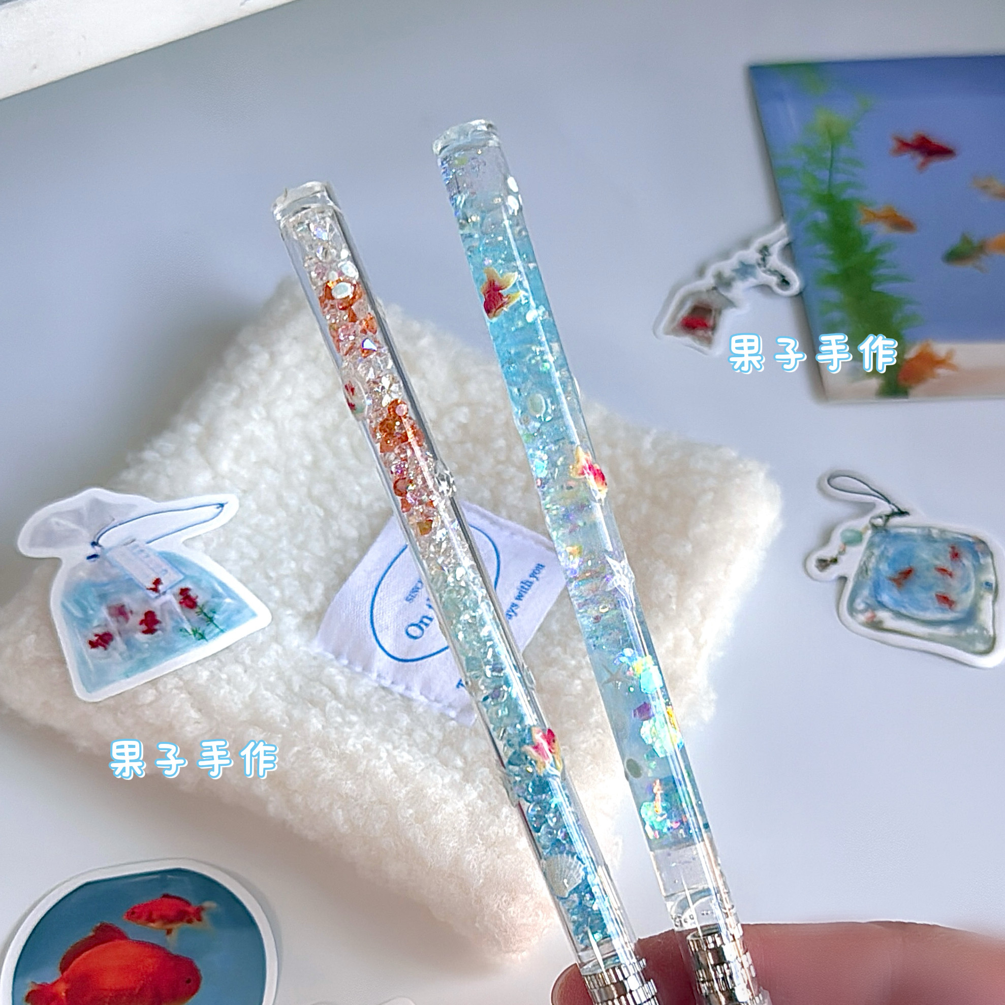 手工自制昭和夏日小金鱼碎钻渐变笔刀手账闪亮开箱快递刻刀ins风,淘宝优惠券,粉丝福利购,淘宝优惠卷