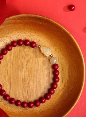 心斋堂【玉葫芦】原矿高含量朱砂紫金砂手串女和田玉国风手链