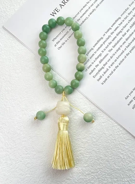 阴皮风化白玉菩提根手串手持三件套女绕指柔文玩佛珠男小手捻手链